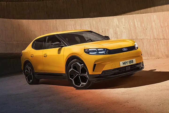 Ford Capri electric SUV front view with LED headlights