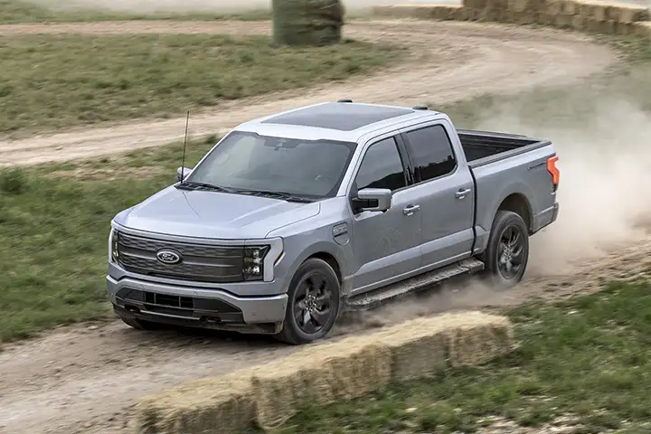 Front view of Ford F-150 Lightning electric pickup truck