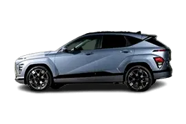 Side profile of Hyundai KONA Electric 2024, 4355 mm long, 2660 mm wheelbase, 65.4 kWh battery, 514 km WLTP range.