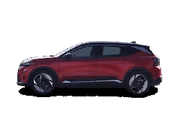 Renault Scenic E-Tech profile view showcasing vehicle dimensions, wheel design, and aerodynamics.