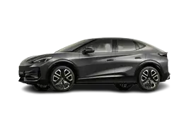 Side profile of Volkswagen ID.UNYX 06 electric SUV, highlighting 2,765 mm wheelbase, coupe-inspired roofline, and 19-inch alloy wheels