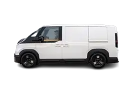 Side profile of Kia PV5 Cargo with 2,995 mm wheelbase, high roof, sliding door, and 120 kW FWD motor.