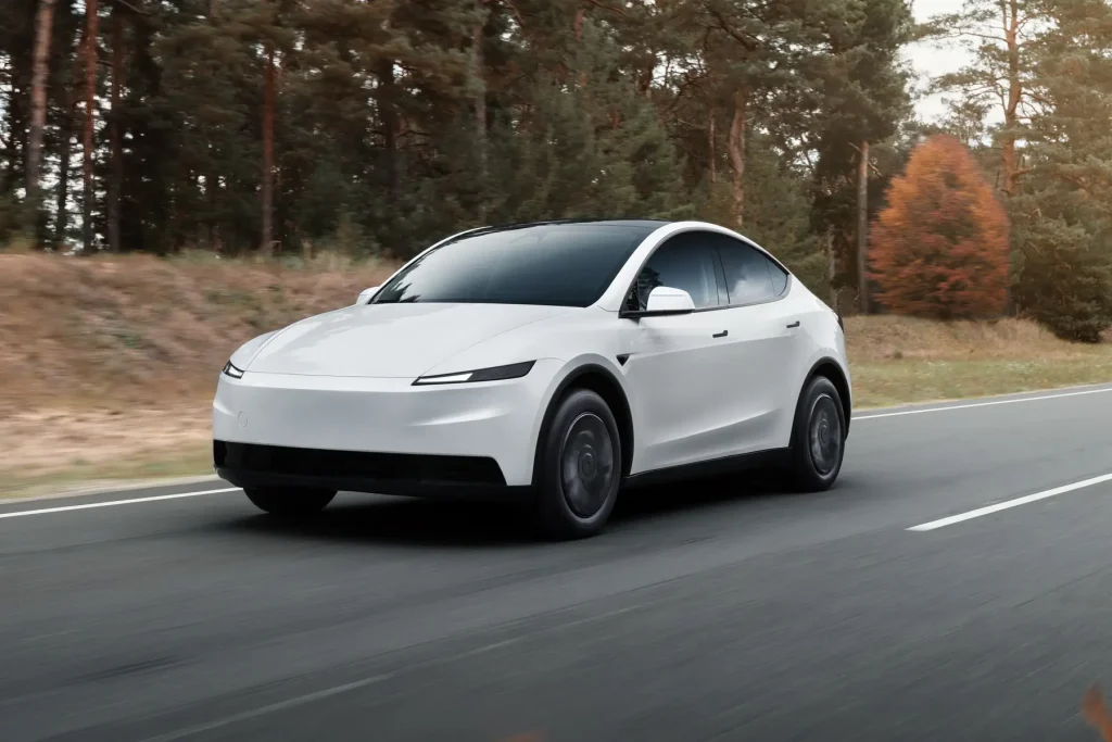 2025 Tesla Model Y RWD Juniper front three-quarter view